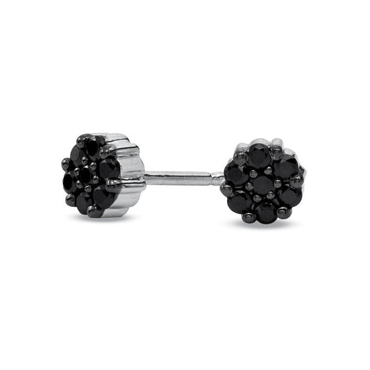 0.25 CT. T.W. Enhanced Black Diamond Flower Earrings in 10K White Gold