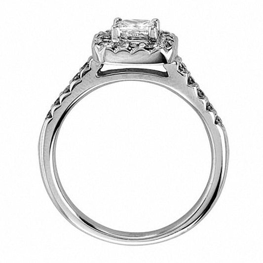 0.75 CT. T.W. Princess-Cut Natural Diamond Engagement Ring in Solid 14K White Gold