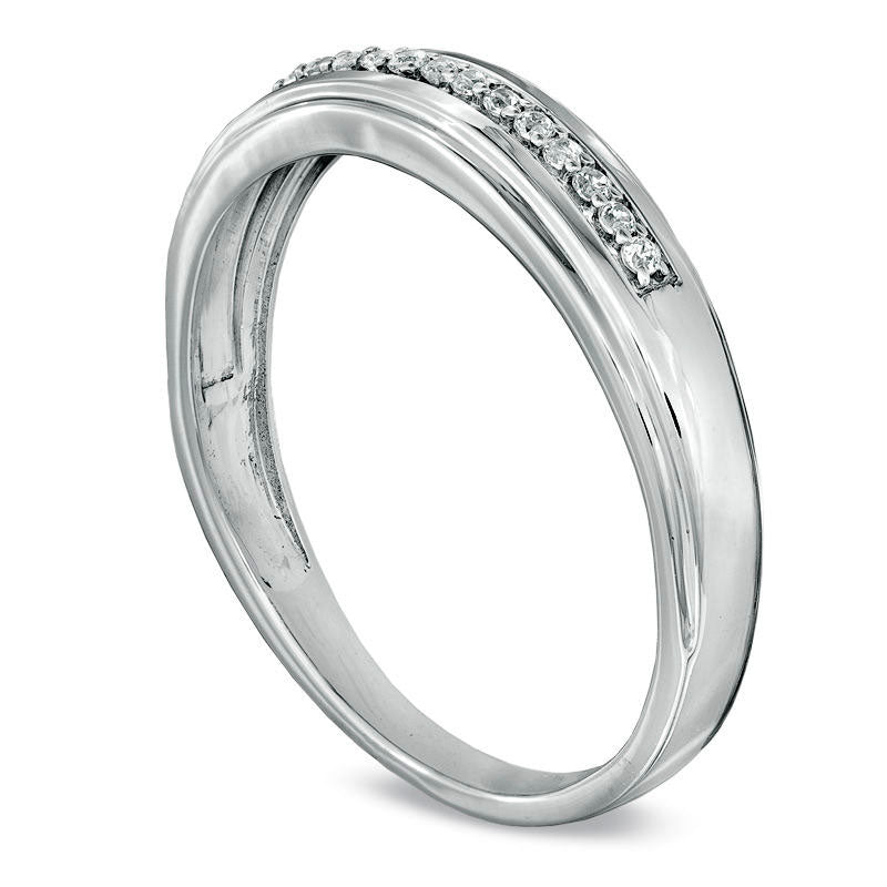 Natural Diamond Accent Wedding Band in Solid 10K White Gold