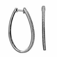 0.25 CT. T.W. Diamond Milgrain Oval Hoop Earrings in Sterling Silver