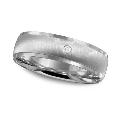 Men's Natural Clarity Enhanced Diamond Accent Solitaire Wedding Band in Solid 10K White Gold