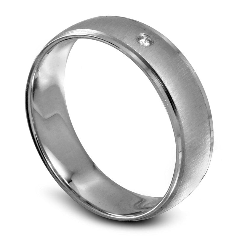 Men's Natural Clarity Enhanced Diamond Accent Solitaire Wedding Band in Solid 10K White Gold