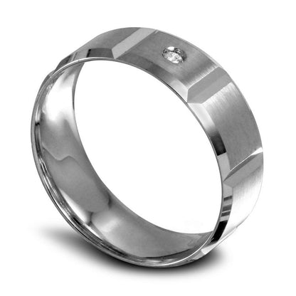 Men's Natural Clarity Enhanced Diamond Accent Solitaire Wedding Band in Solid 10K White Gold