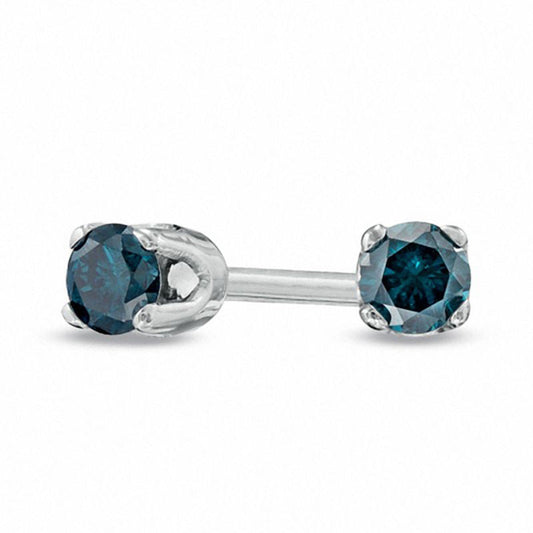 0.1 CT. T.W. Enhanced Blue Diamond Solitaire Stud Earrings in 14K White Gold