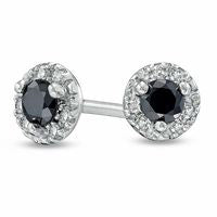 0.25 CT. T.W. Enhanced Black and White Diamond Frame Stud Earrings in Sterling Silver