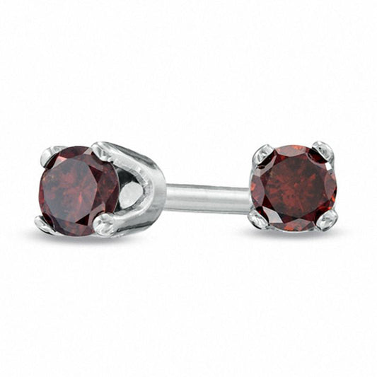 0.1 CT. T.W. Enhanced Red Diamond Solitaire Stud Earrings in 14K White Gold