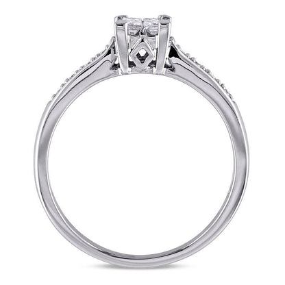 0.25 CT. T.W. Quad Princess-Cut Natural Diamond Engagement Ring in Solid 10K White Gold