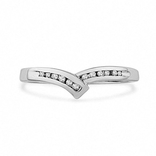 Natural Diamond Accent Chevron Band in Sterling Silver