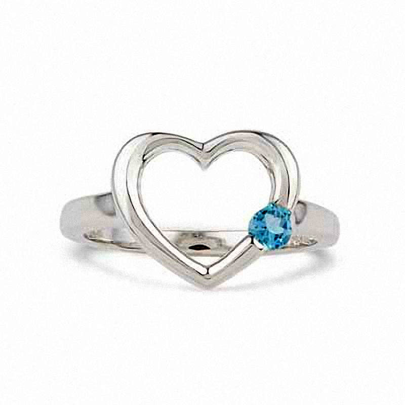 Aquamarine Heart Ring in Sterling Silver
