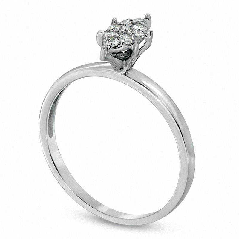 0.10 CT. T.W. Natural Diamond Marquise Cluster Engagement Ring in Solid 10K White Gold