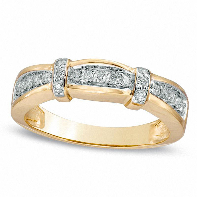 Ladies' 0.20 CT. T.W. Natural Diamond Collar Wedding Band in Solid 10K Yellow Gold