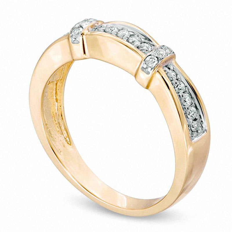 Ladies' 0.20 CT. T.W. Natural Diamond Collar Wedding Band in Solid 10K Yellow Gold