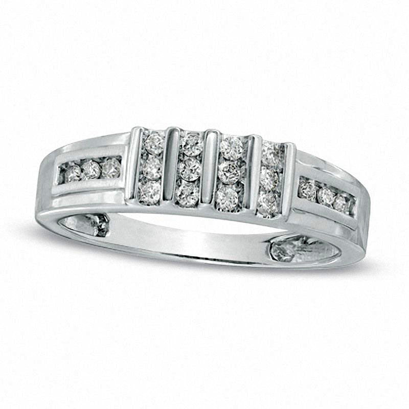 Ladies' 0.17 CT. T.W. Natural Diamond Wedding Band in Solid 10K White Gold