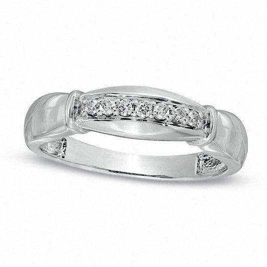 Ladies' 0.10 CT. T.W. Natural Diamond Wedding Band in Solid 10K White Gold