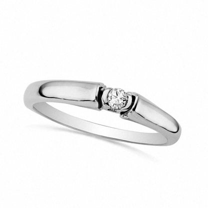 0.05 CT. Natural Clarity Enhanced Diamond Solitaire Promise Ring in Solid 10K White Gold