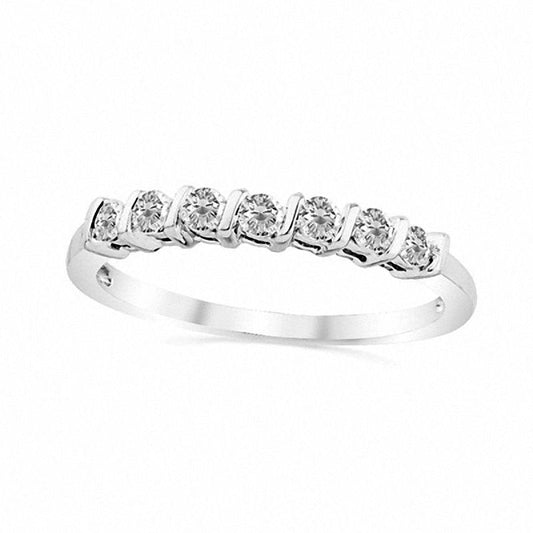 0.20 CT. T.W. Natural Diamond Seven Stone Wedding Band in Solid 10K White Gold