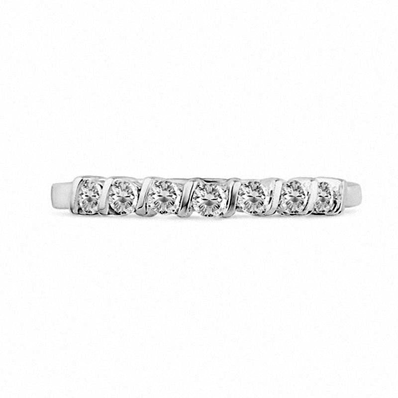 0.20 CT. T.W. Natural Diamond Seven Stone Wedding Band in Solid 10K White Gold