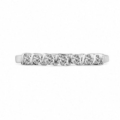 0.20 CT. T.W. Natural Diamond Seven Stone Wedding Band in Solid 10K White Gold