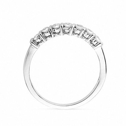 0.20 CT. T.W. Natural Diamond Seven Stone Wedding Band in Solid 10K White Gold
