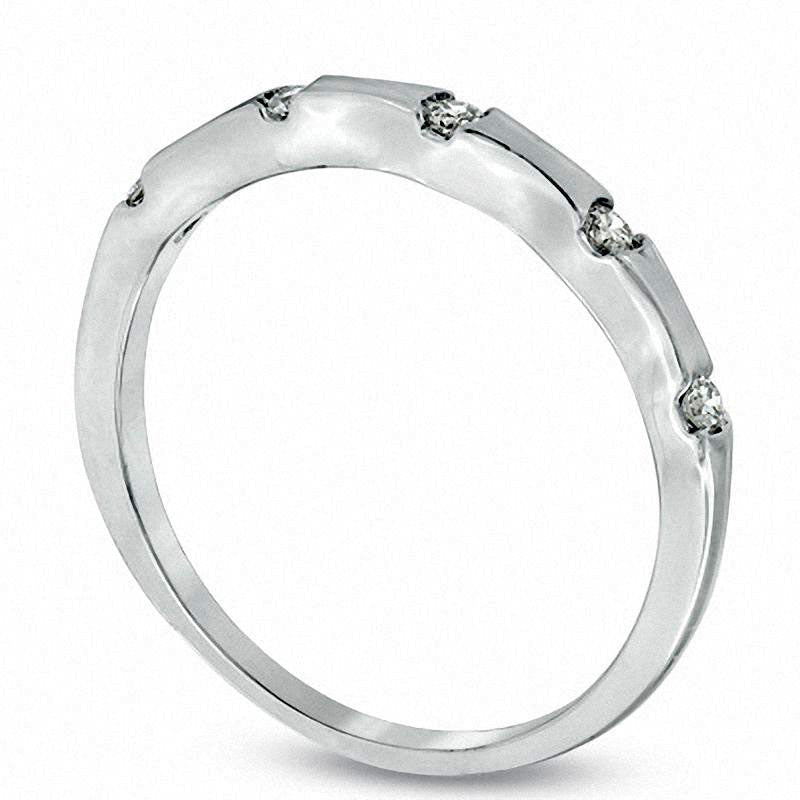 0.10 CT. T.W. Natural Diamond Five Stone Anniversary Band in Solid 10K White Gold