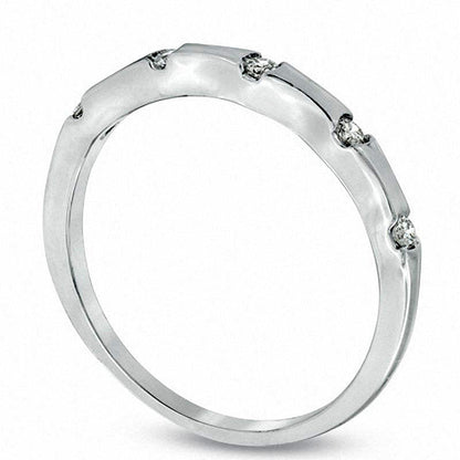 0.10 CT. T.W. Natural Diamond Five Stone Anniversary Band in Solid 10K White Gold