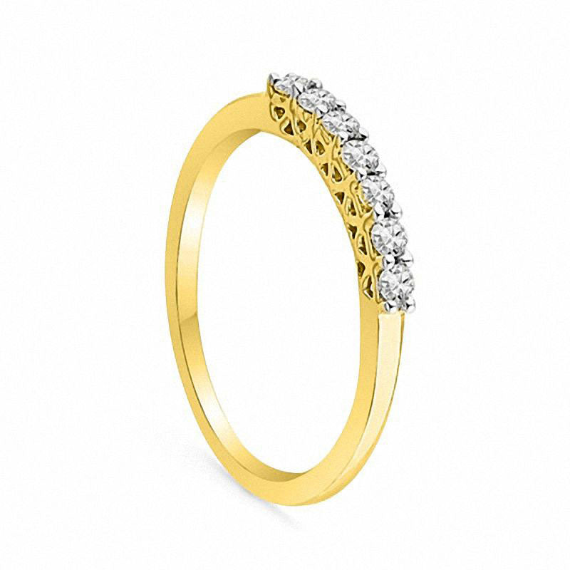 0.20 CT. T.W. Natural Diamond Seven Stone Wedding Band in Solid 10K Yellow Gold