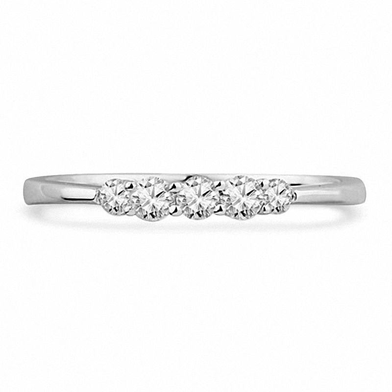 0.25 CT. T.W. Natural Diamond Five Stone Wedding Band in Solid 10K White Gold