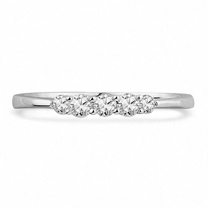 0.25 CT. T.W. Natural Diamond Five Stone Wedding Band in Solid 10K White Gold