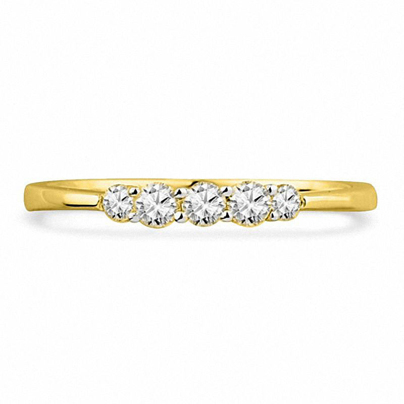 0.25 CT. T.W. Natural Diamond Five Stone Wedding Band in Solid 10K Yellow Gold