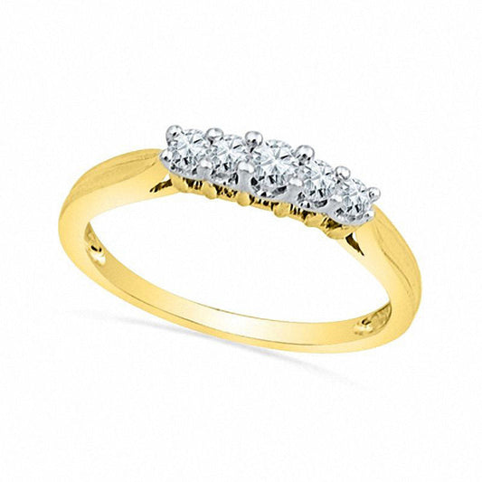 0.50 CT. T.W. Natural Diamond Five Stone Wedding Band in Solid 10K Yellow Gold