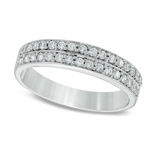 0.25 CT. T.W. Natural Diamond Double Row Wedding Band in Solid 10K White Gold