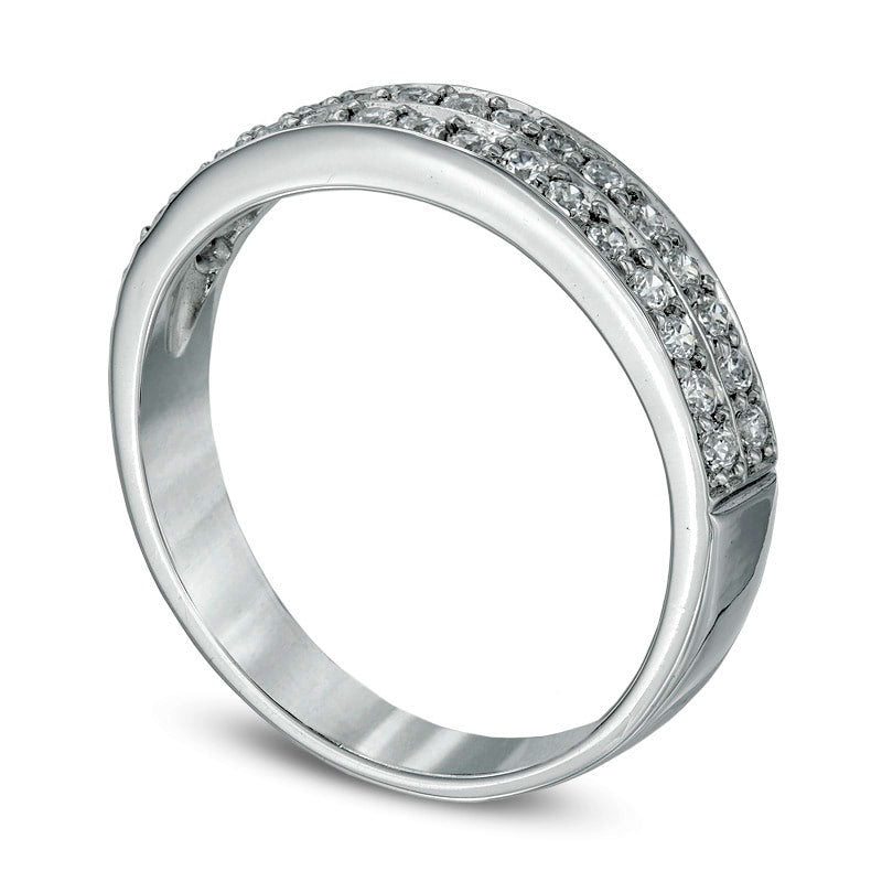 0.25 CT. T.W. Natural Diamond Double Row Wedding Band in Solid 10K White Gold