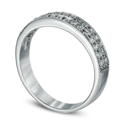 0.25 CT. T.W. Natural Diamond Double Row Wedding Band in Solid 10K White Gold