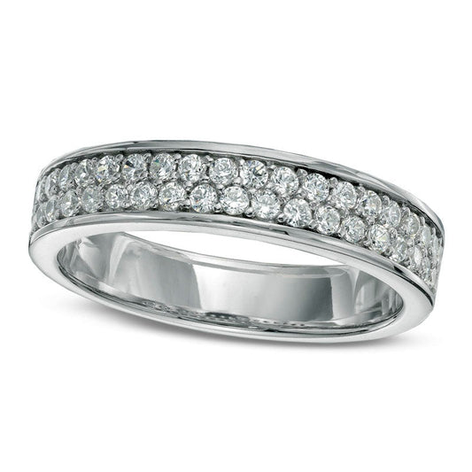 0.50 CT. T.W. Natural Diamond Double Row Wedding Band in Solid 10K White Gold