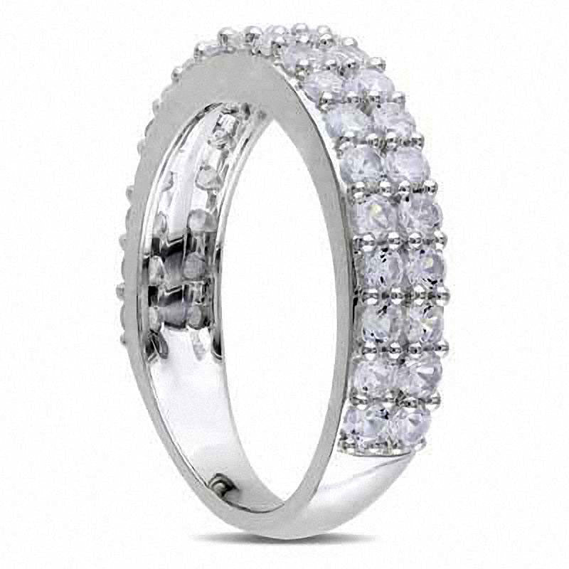 Lab-Created White Sapphire Double Row Band in Sterling Silver