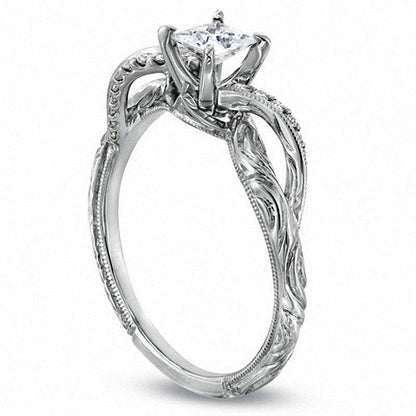 0.50 CT. T.W. Princess-Cut Natural Diamond Split Shank Engagement Ring in Solid 10K White Gold