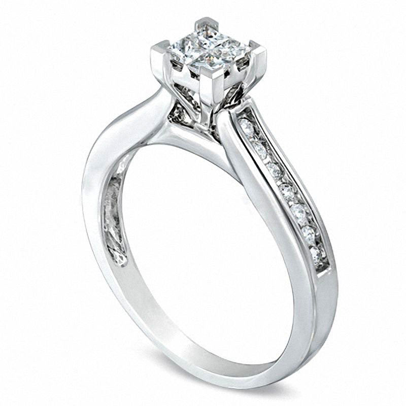 0.33 CT. T.W. Quad Princess-Cut Natural Diamond Engagement Ring in Solid 10K White Gold