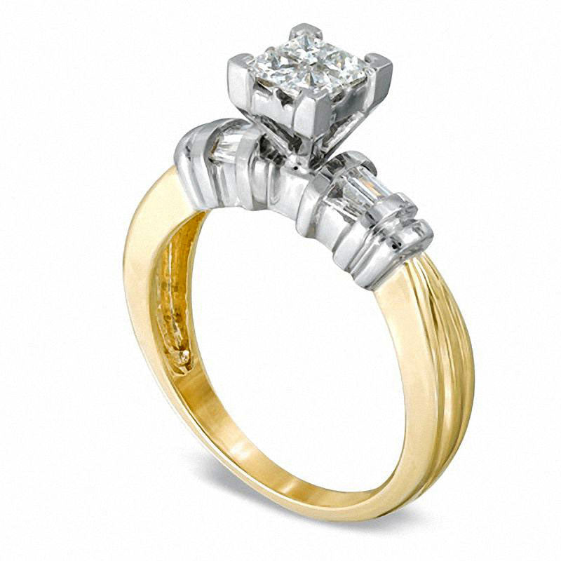 0.50 CT. T.W. Quad Princess-Cut Natural Diamond Engagement Ring in Solid 14K Gold