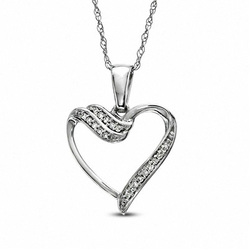 0.05 CT. T.W. Natural Diamond Heart Pendant in 10K White Gold