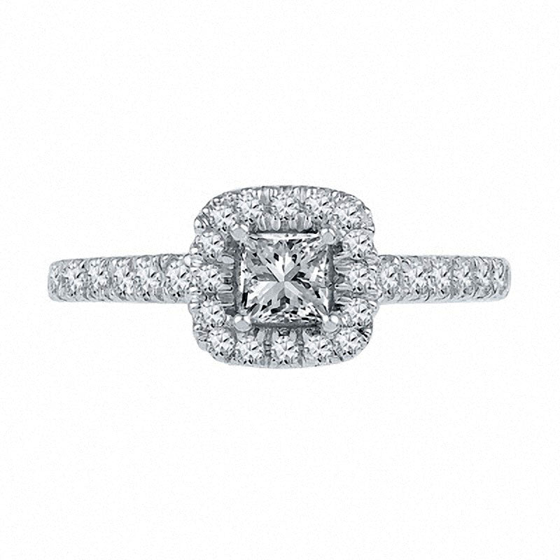 1.25 CT. T.W. Princess-Cut Natural Diamond Frame Bridal Engagement Ring Set in Solid 10K White Gold