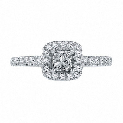 1.25 CT. T.W. Princess-Cut Natural Diamond Frame Bridal Engagement Ring Set in Solid 10K White Gold