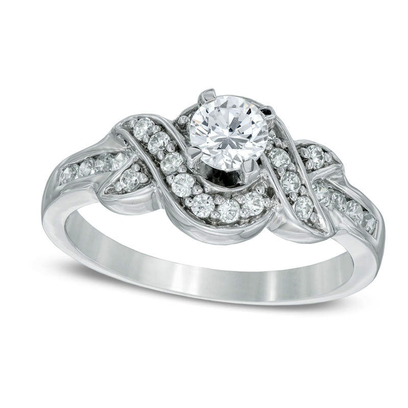 0.50 CT. T.W. Natural Diamond Twist Engagement Ring in Solid 10K White Gold