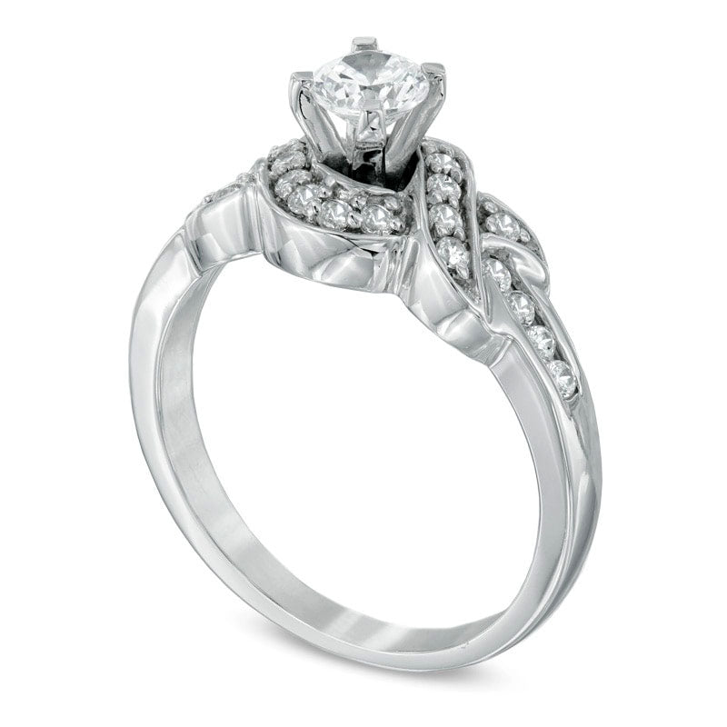 0.50 CT. T.W. Natural Diamond Twist Engagement Ring in Solid 10K White Gold