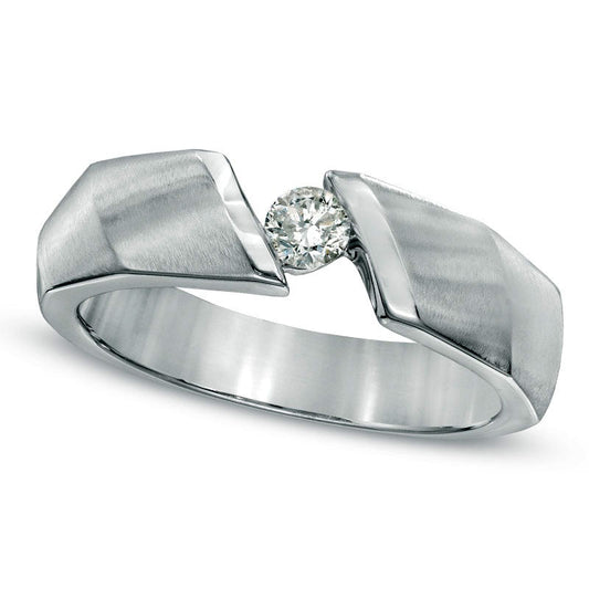 Men's 0.25 CT. Natural Clarity Enhanced Diamond Solitaire Bypass Ring in Solid 14K White Gold