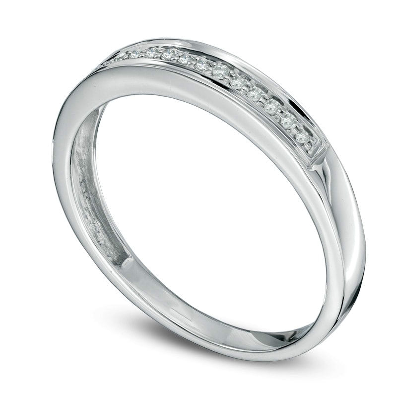 Ladies' Natural Diamond Accent Wedding Band in Solid 10K White Gold