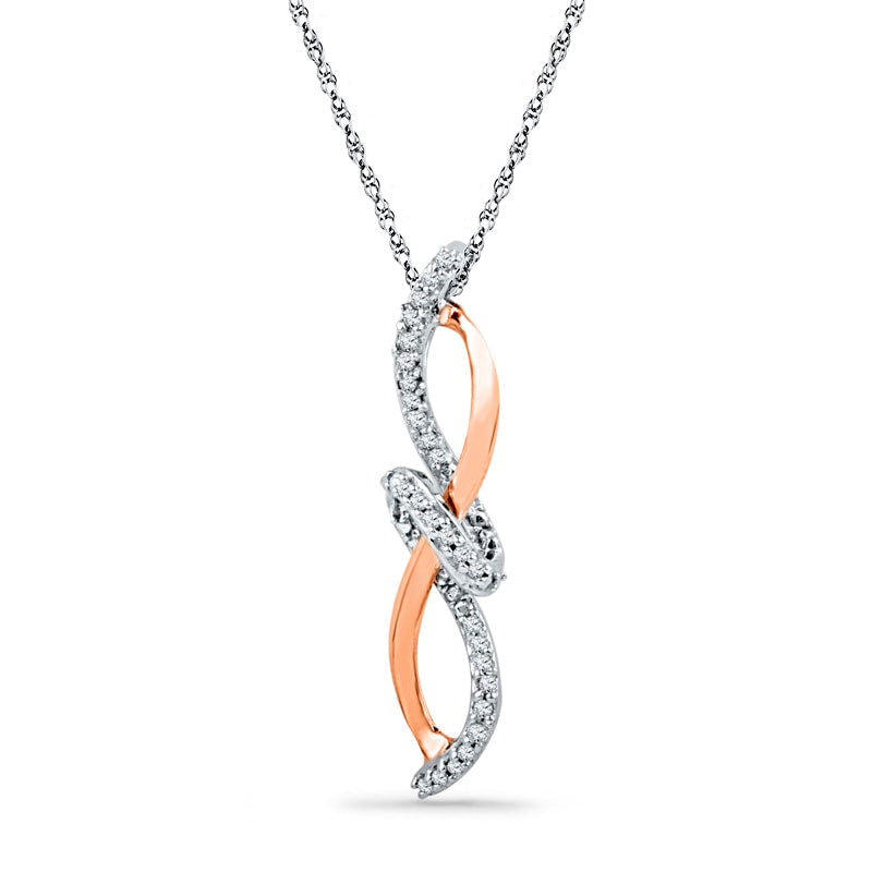 0.07 CT. T.W. Natural Diamond Infinity with Knot Pendant in Sterling Silver and 10K Rose Gold