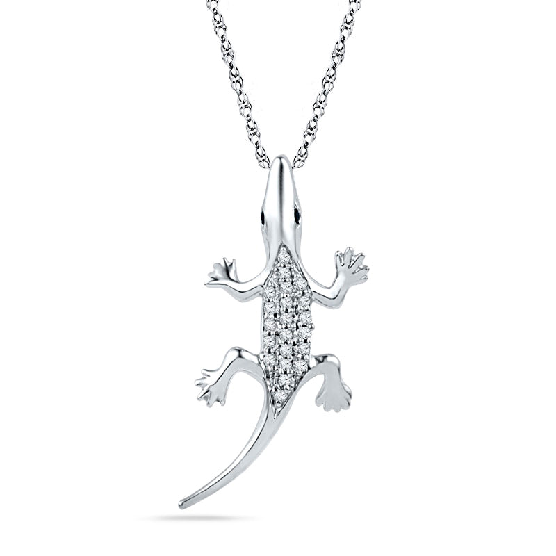 0.1 CT. T.W. Enhanced Black and White Natural Diamond Lizard Pendant in Sterling Silver