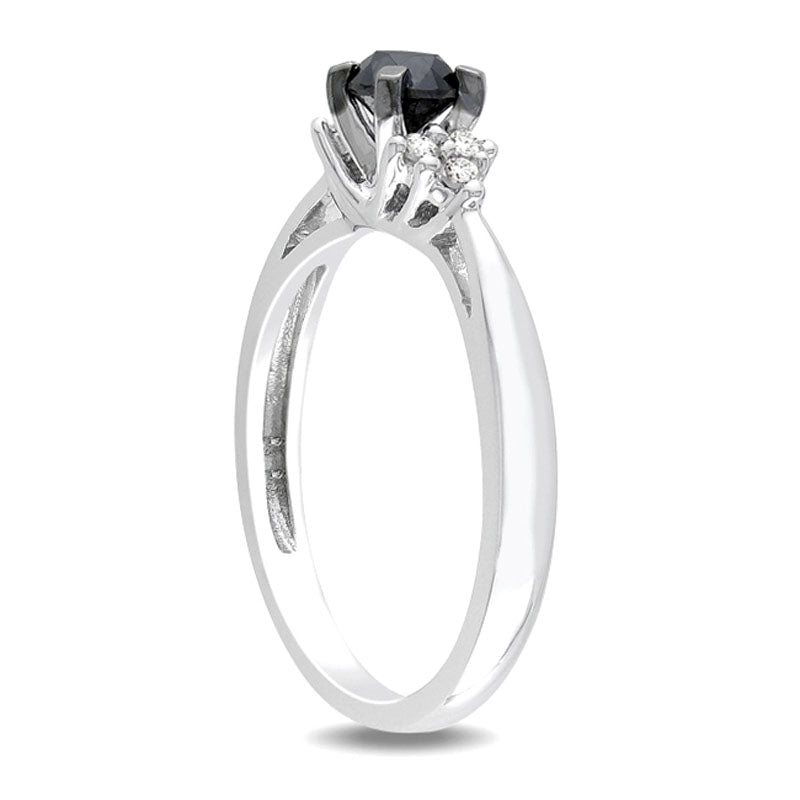 0.50 CT. T.W. Enhanced Black and White Natural Diamond Engagement Ring in Sterling Silver