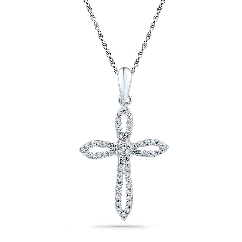 0.17 CT. T.W. Natural Diamond Cross Pendant in Sterling Silver