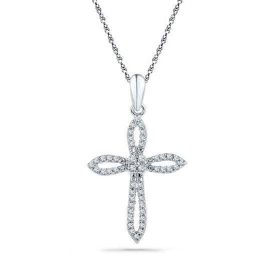 0.17 CT. T.W. Natural Diamond Cross Pendant in Sterling Silver